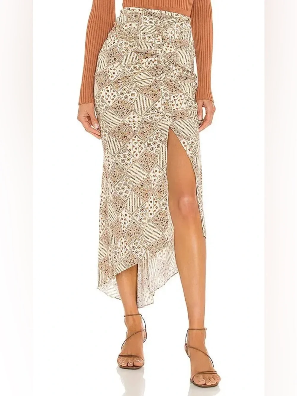 Veronica Beard Pixie Silk Blend Midi Skirt  | Patchwork Print | Size 8